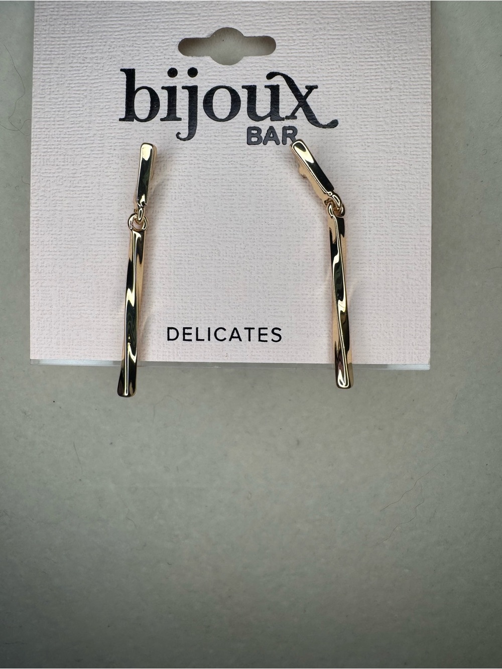 NWT Bijoux Bar Gold Tone Twisted Bar Drop Earrings